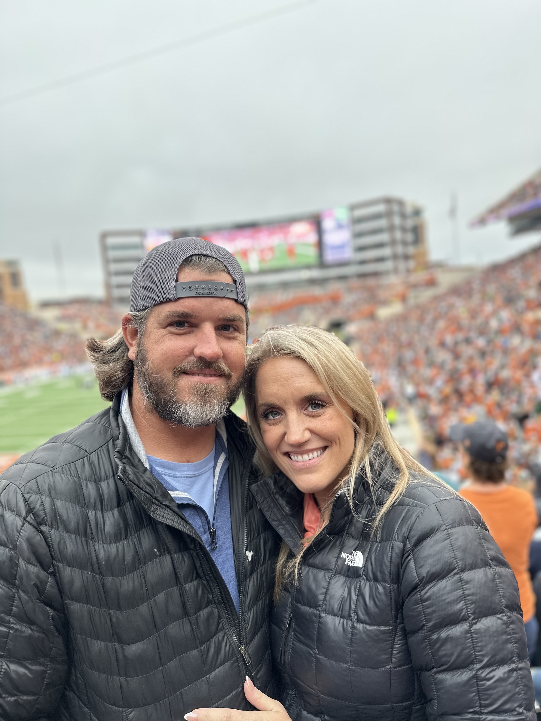 Jonathan and Audriana at a UT football game in Austin